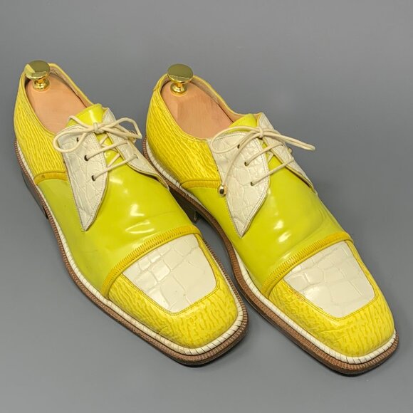 * RARE * MAURI Genuine Alligator / Shark Skin & Patent Leather / Men's 10M - Picture 5 of 14